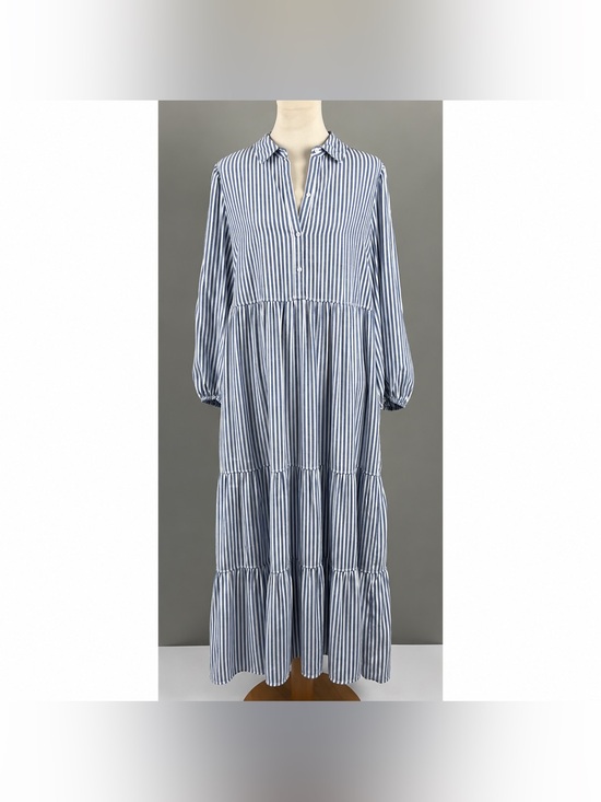 Max Studio Dresses & Skirts - Max Studio London Blue White Striped Tiered Shirt Dress XL